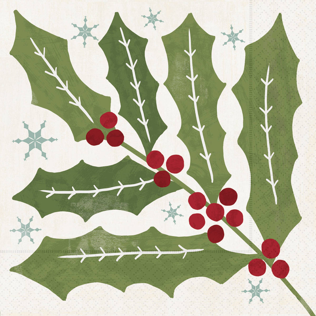 Beverage Napkins Winter Berry Christmas
