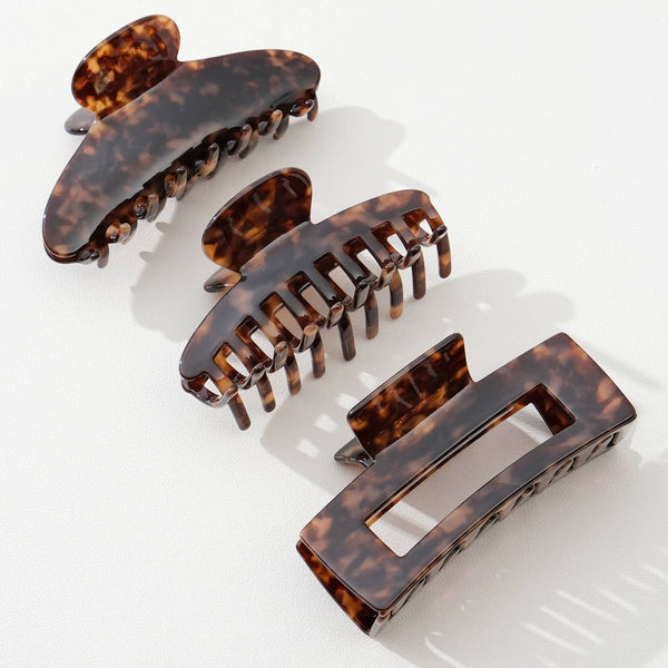 Hair Accessories - Deep Tortoise Large - Assorted Claw Clips