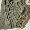 Throw - Washed Chevron Organic Cotton Knit Throw Blanket Olive