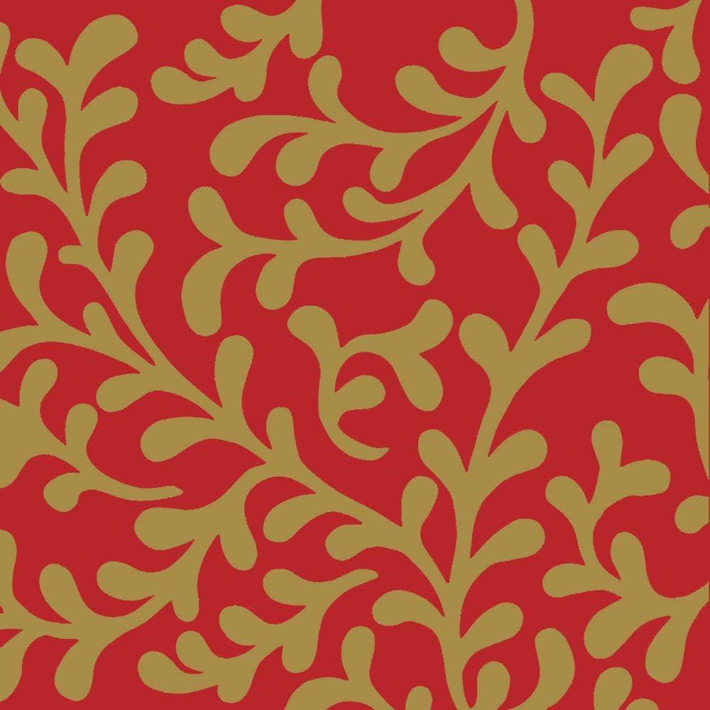 Beverage Napkins - Pretty Red Tendrils