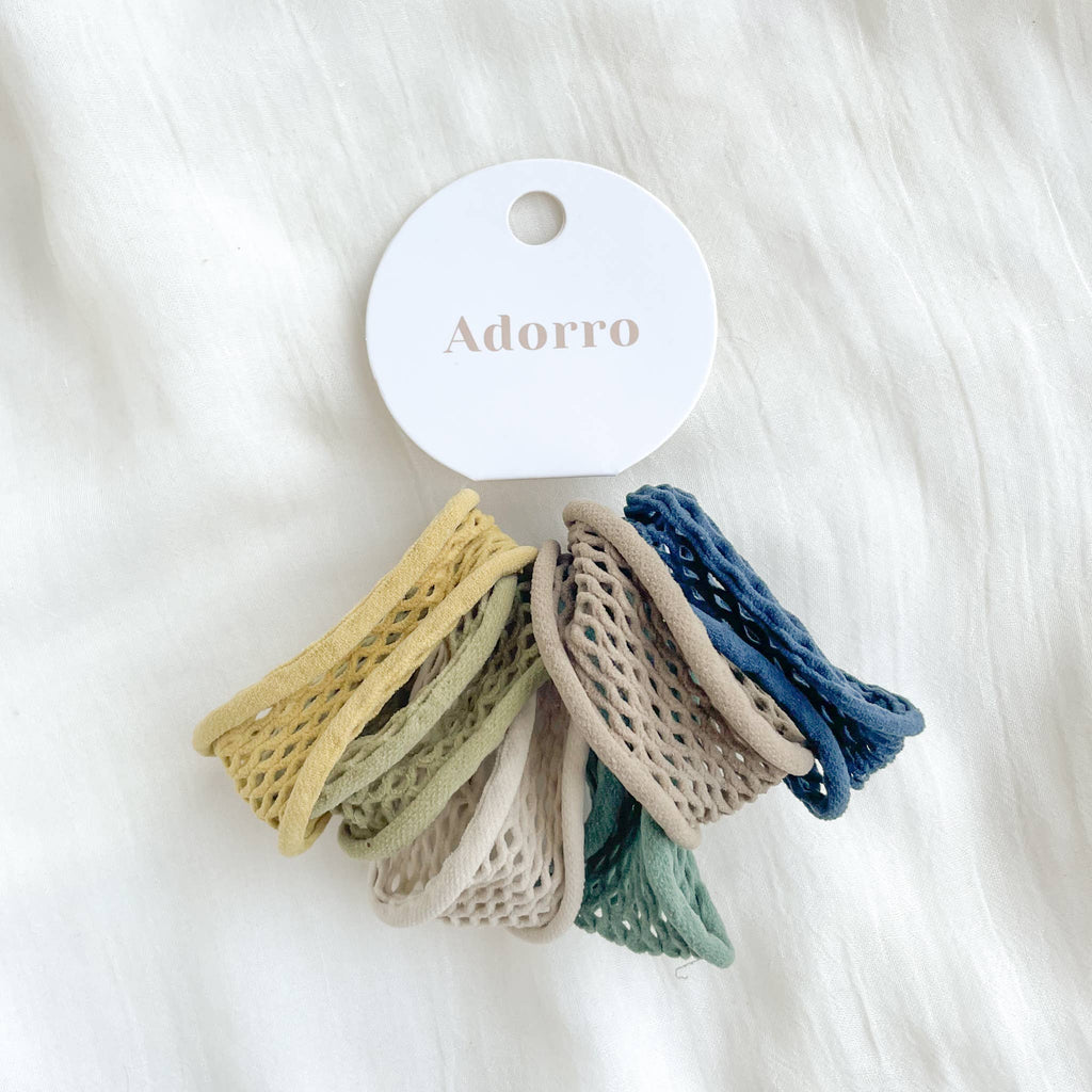 Hair Accessories - Seamless Boho Mesh Fisherman Net Hair Ties (Set of 6)
