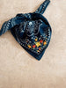 Bandana - Embroidered Navy Bandana With Bright Flowers
