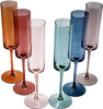 Flutes - Muted Rainbow Champagne Flute Stemmed Glasses Set of 6