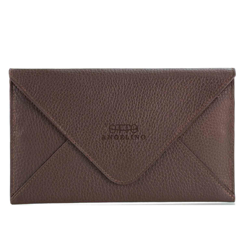 Clutch - Leather Envelope Clutch in Brown