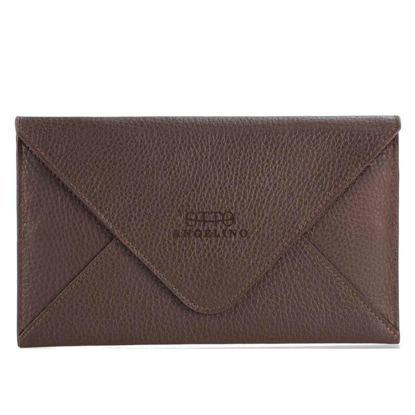 Clutch - Leather Envelope Clutch in Brown