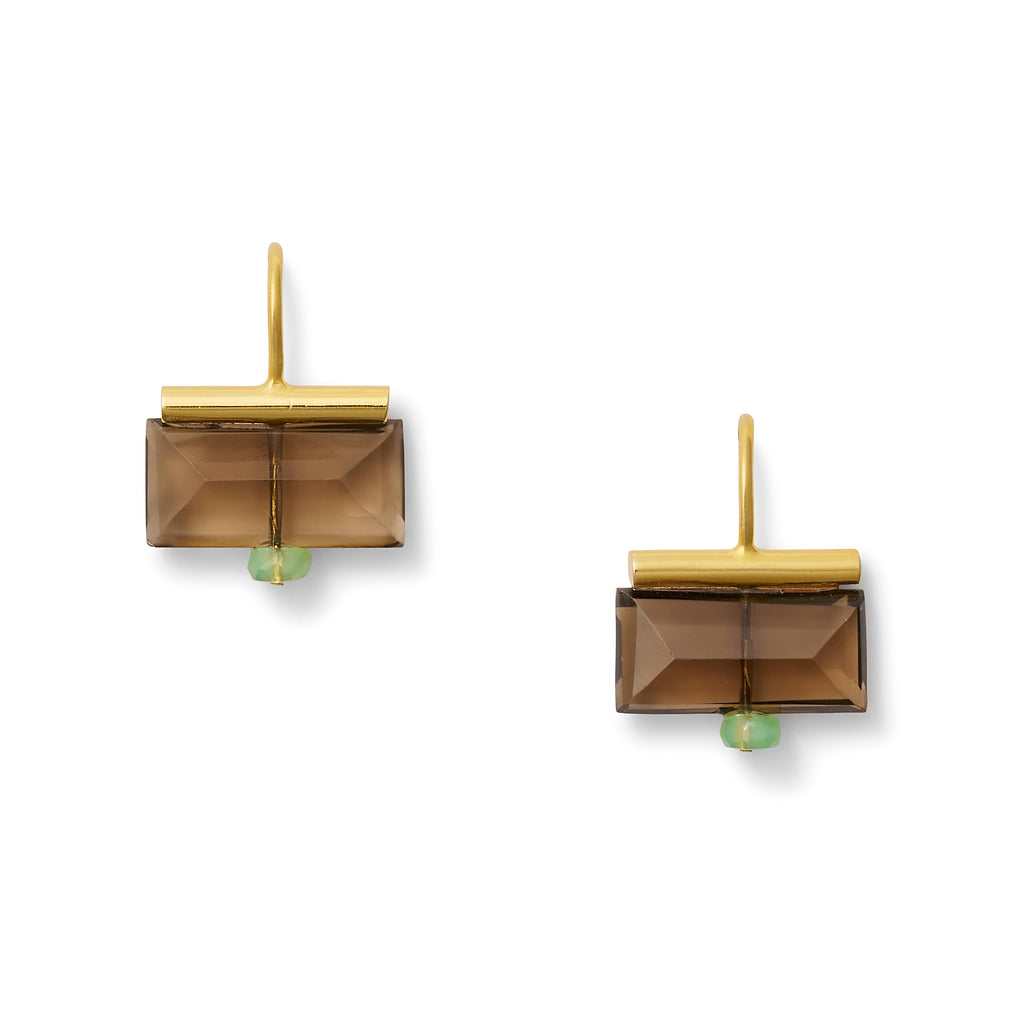 Earrings - Smoky Quartz Tile Earring