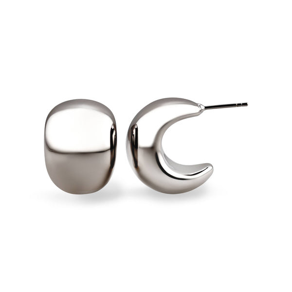 Earrings - Chubby Glam Silver Hoops 