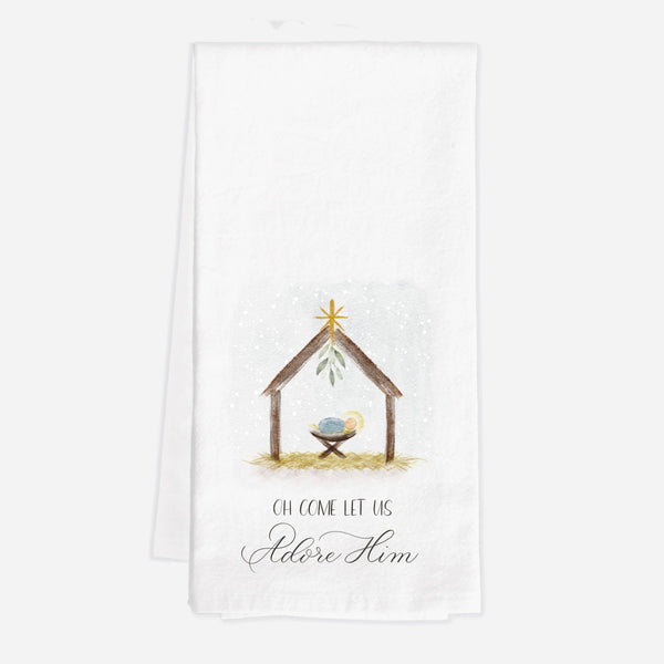 "Oh Come Let Us Adore Him" Tea Towel