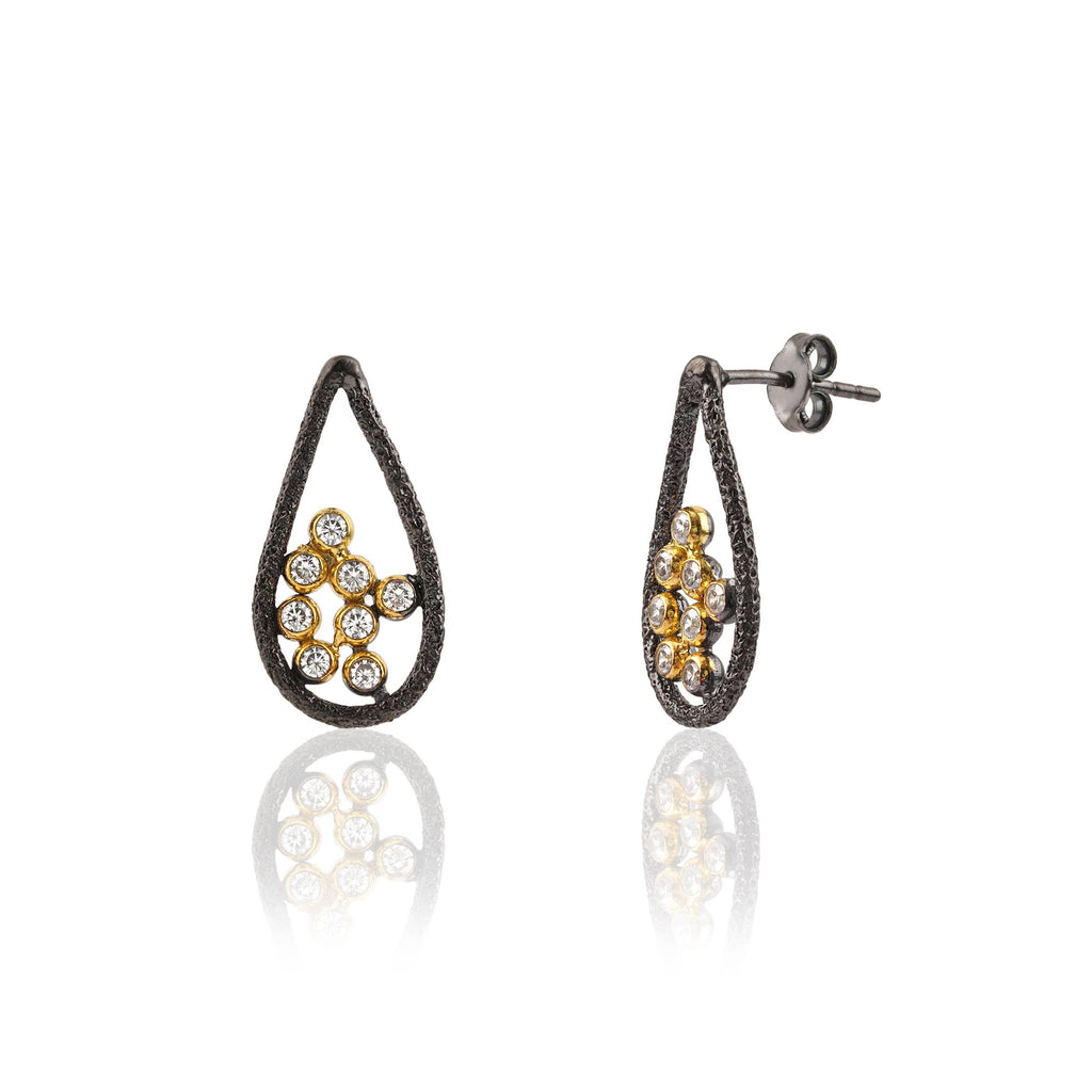 Earrings - Two Tone Teardrop Studs