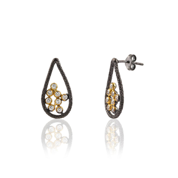 Earrings - Two Tone Teardrop Studs