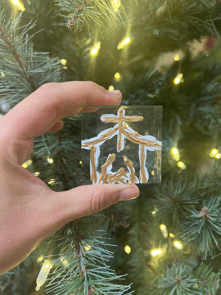 Nativity on Lucite Block