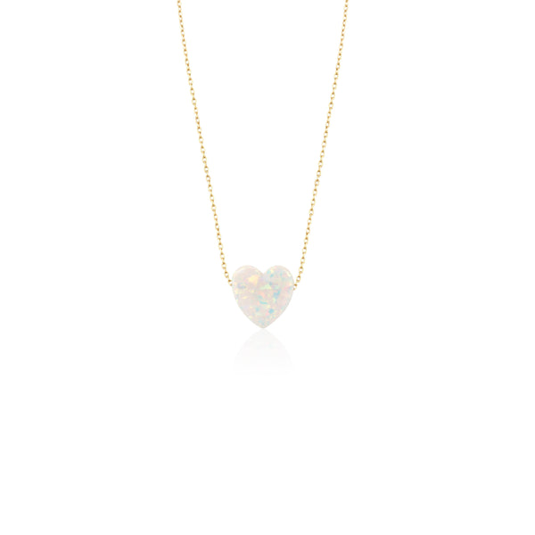 Necklace - Gold Chain w/White Heart