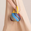 Purse - Cylindrical Contrasting Color Patchwork Bucket Bag - Orange
