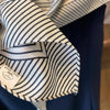 Scarf - Black and White Striped Minimalist Large Silk