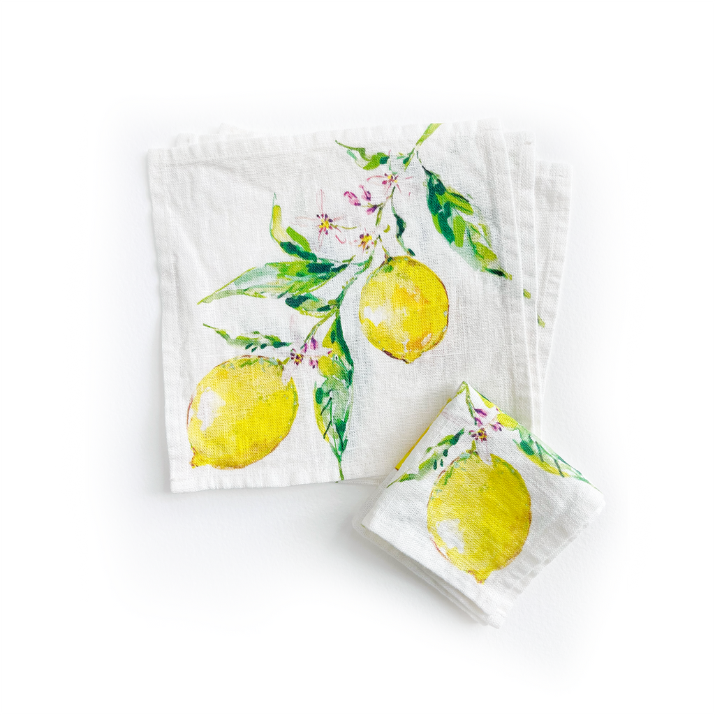 Cocktail Napkins - Lemon Cocktail Napkins set of 4