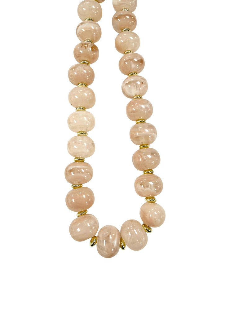 Necklace - Marble Chunky Beaded Necklace- Taupe