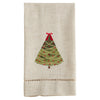 Hand Towel - Embroidered & Hemstitched Christmas Tree Guest Towel