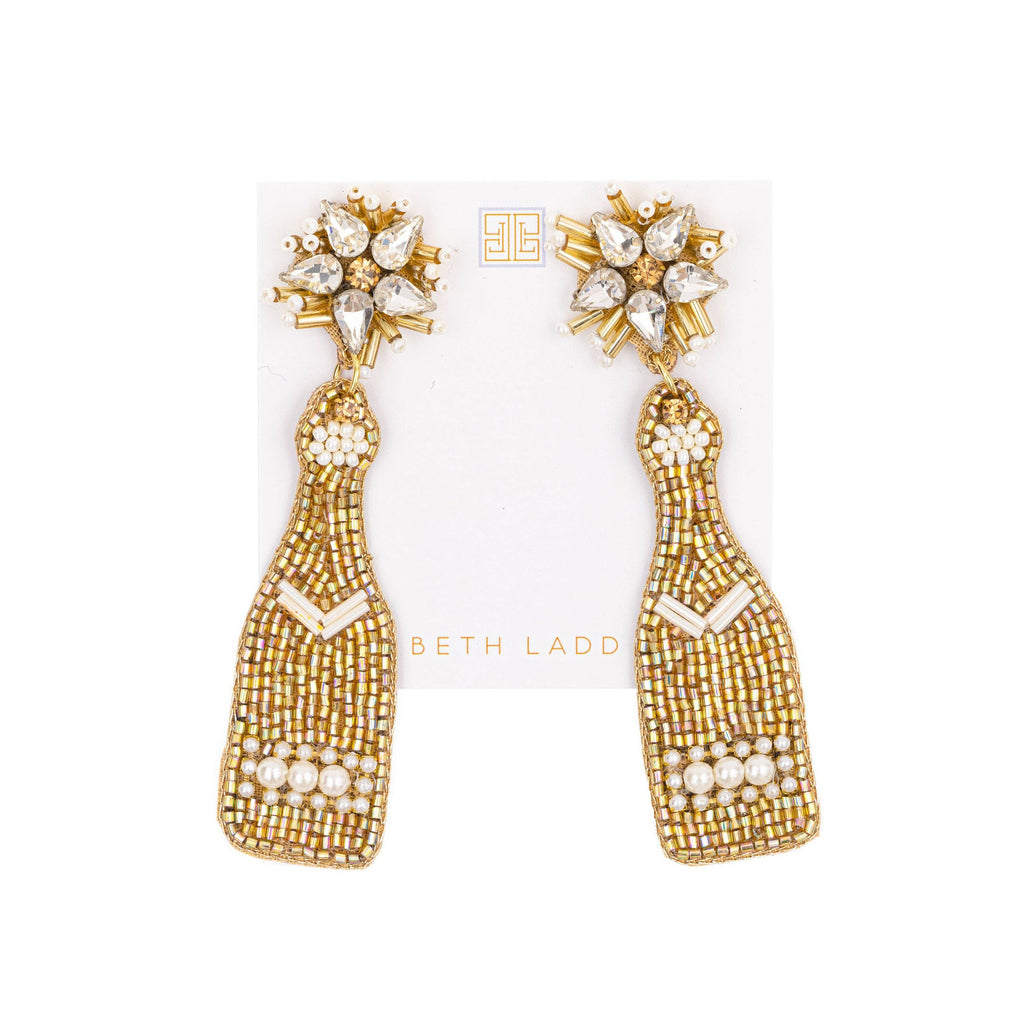 Earrings - Gold and Pearl Champagne Bottle Earrings