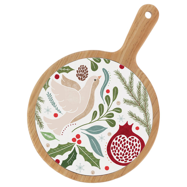 Cheese Borad - Winter Berry Ceramic & Bamboo Cheese Board