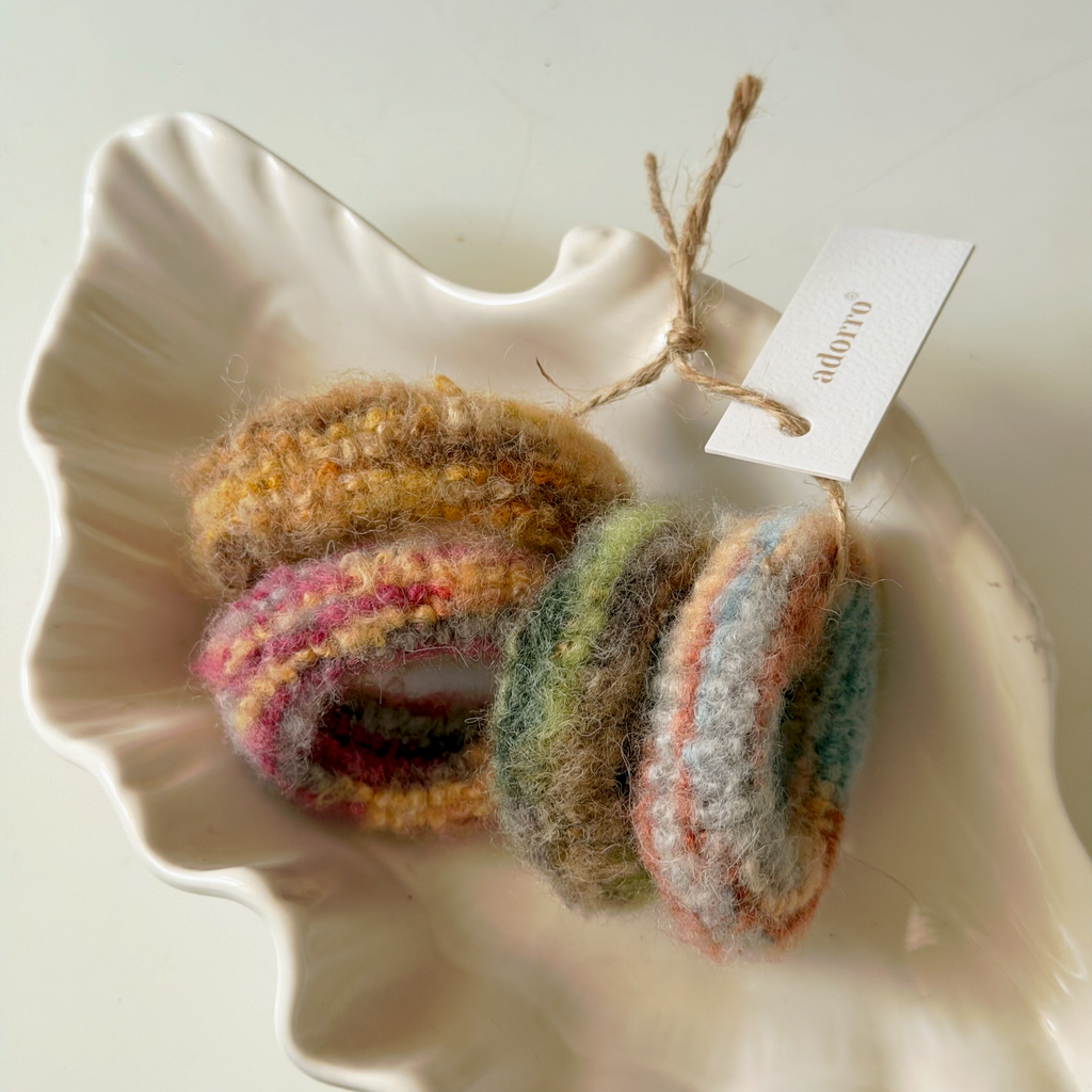Hair Acessories - Fuzzy Multicolor Seamless Knit Jumbo Hair Ties  (Set of 4)