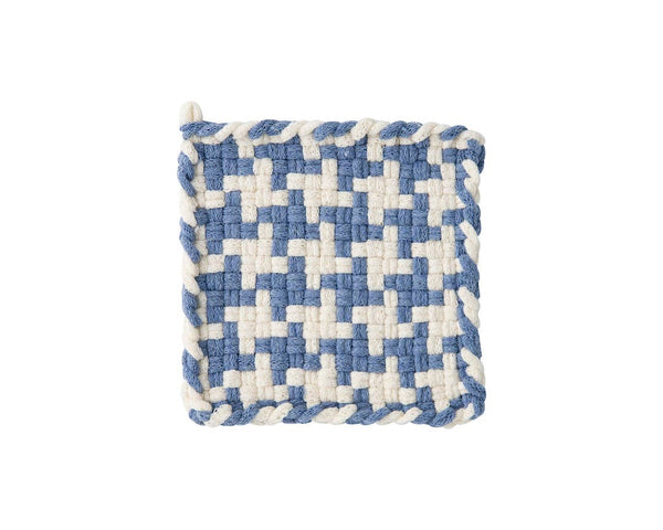 Handmade Handwoven Potholders - Summer Cottage Collection in Hydrangea, White