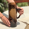 Pitcher - Handblown Textured Glass Pitcher - Amber Brown