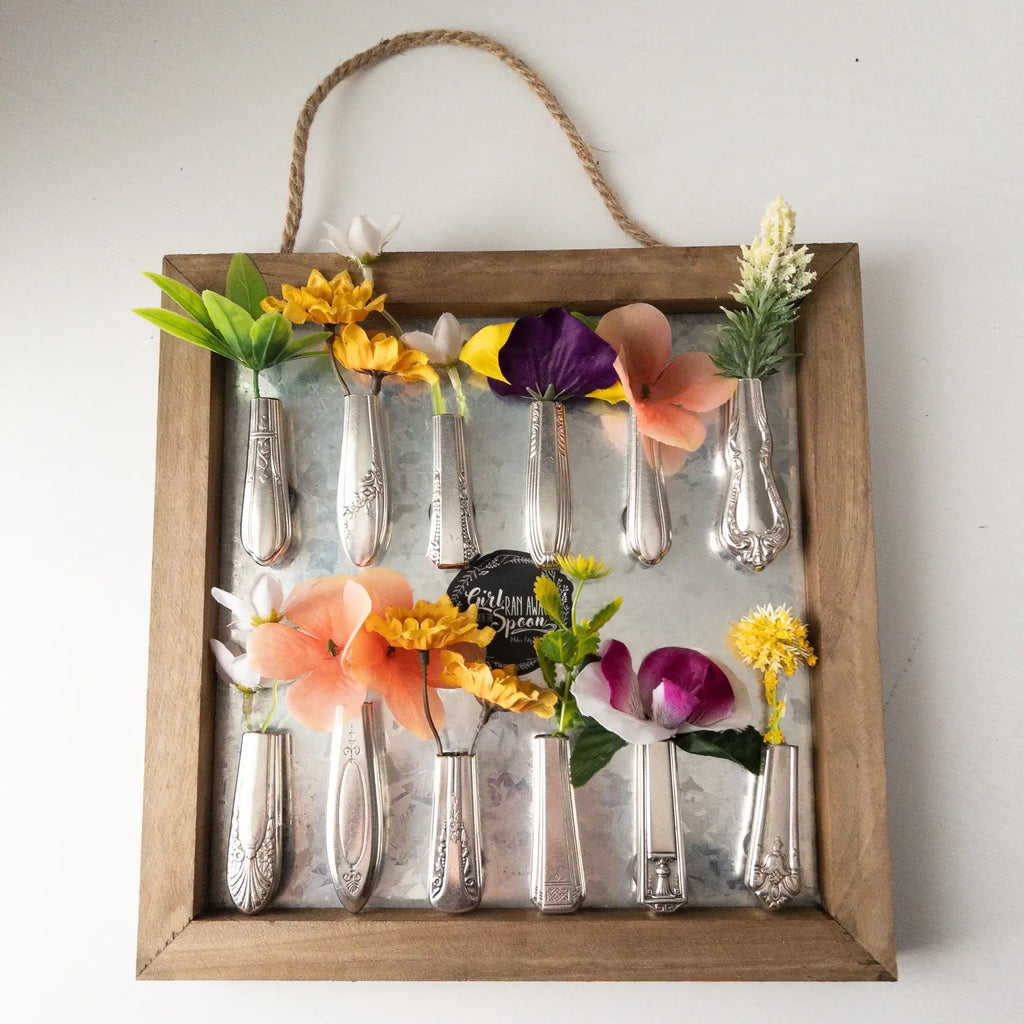 Tiny Silver Vase Magnet: With Flowers