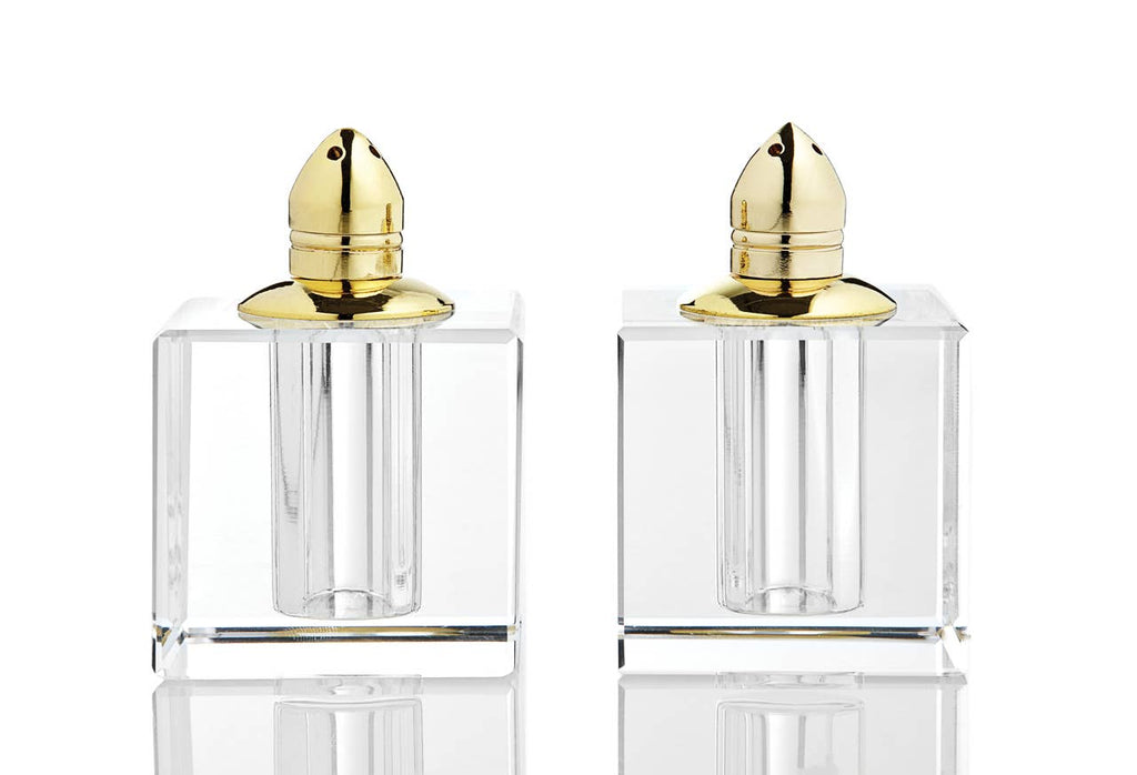Salt & Pepper Shakers - Vitality Gold Pair of Square Crystal