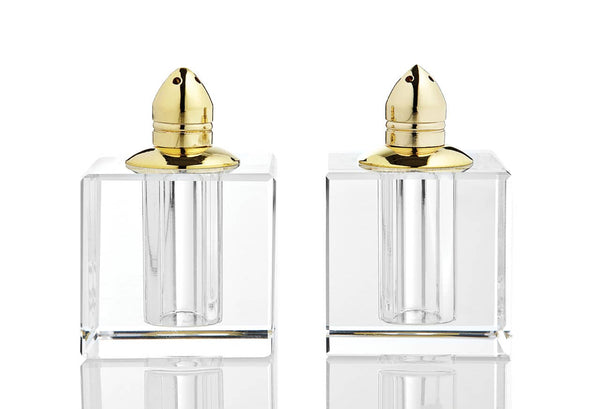 Salt & Pepper Shakers - Vitality Gold Pair of Square Crystal