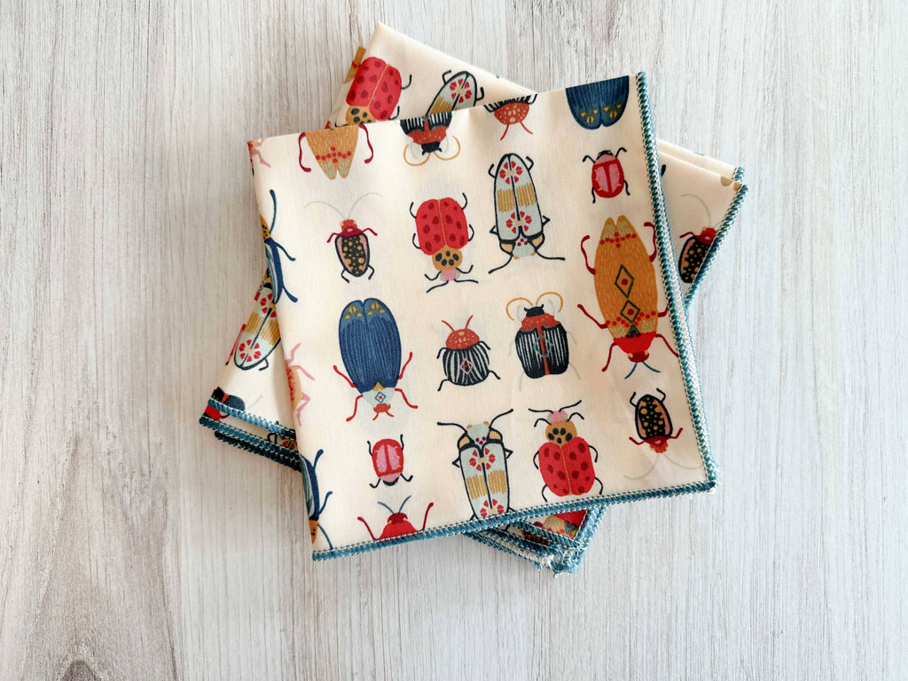 Beverage Napkin - Beetle Cloth Napkins, Set of Four