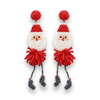 Earrings - Beaded Leggy Santa Earrings | Pom Santa Drop