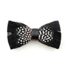 Bow Tie - Black & White Feathers w/Lapel Pin Set