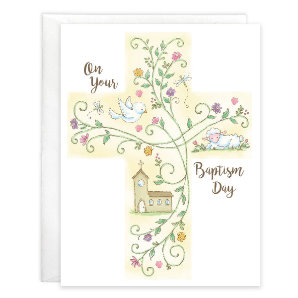 Greeting Cards - With Scripture Religious Greeting Card - Baptism Cross