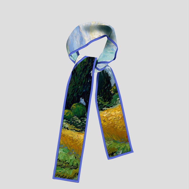 Scarf - Van Gogh-Inspired Wheat Fields & White Roses