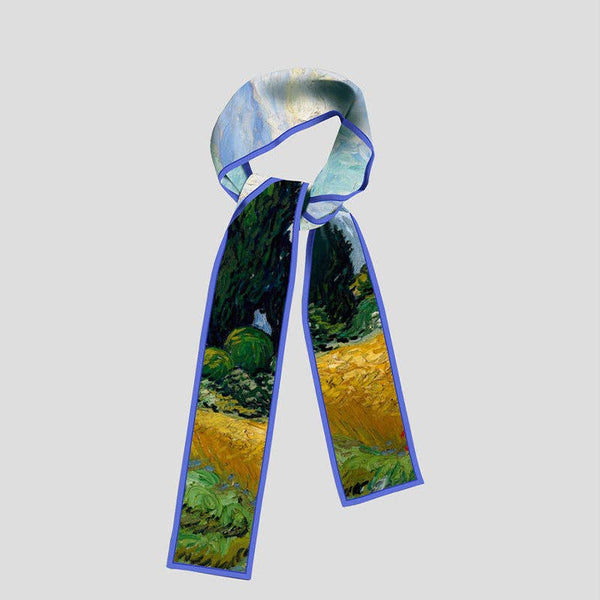 Scarf - Van Gogh-Inspired Wheat Fields & White Roses