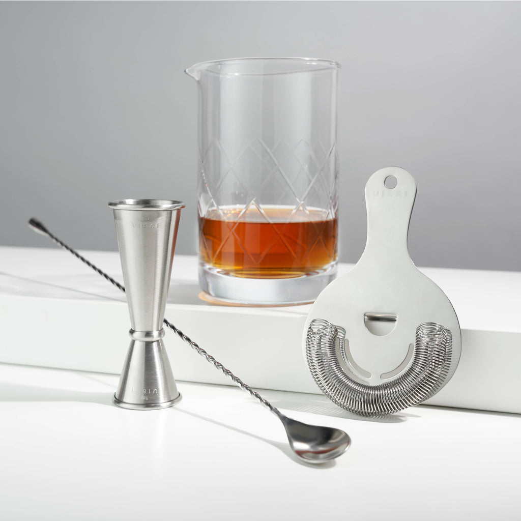 Barware - Harrison Stainless Steel & Crystal Mixologist Set - Set of 4