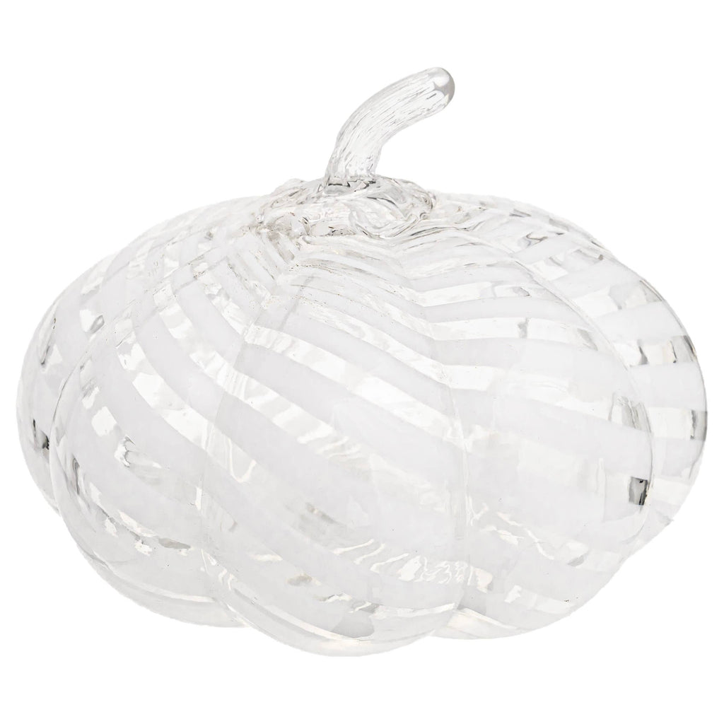 Pumpkin - Small White Swirl Glass Pumpkin