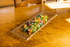 Platter -Gold Leaf Edge Rectangular Glass Serving Platter