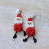 Earrings - Beaded Leggy Santa Earrings | Pom Santa Drop