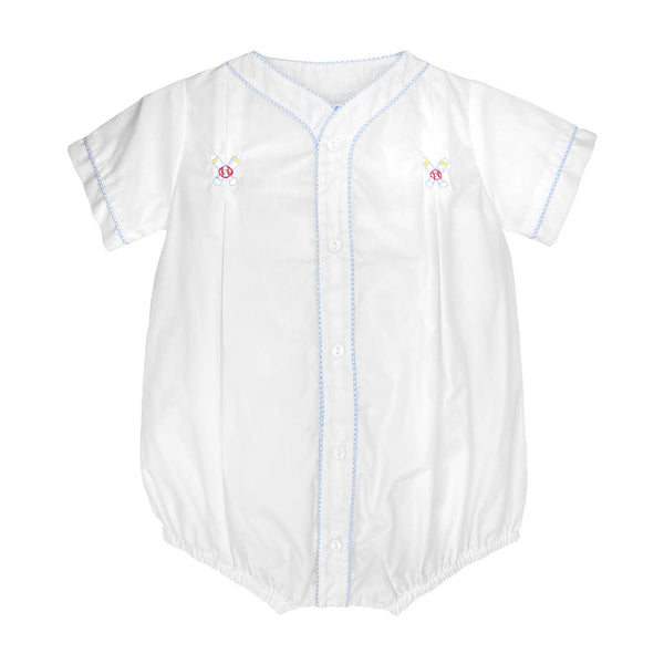 Romper with Baseball Embroidery