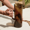 Pitcher - Handblown Textured Glass Pitcher - Amber Brown