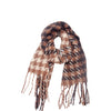 Scarf - Soft Two Tone Houndstooth Chunky Fleece Oblong Tassel Scarf