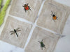 Dinner Napkins - Insect Embroidered Dinner Napkins, Set of Four