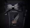 Bow Tie - Black & White Feathers w/Lapel Pin Set