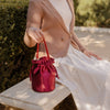 Purse - Jeane Red Satin Top Handle Bag