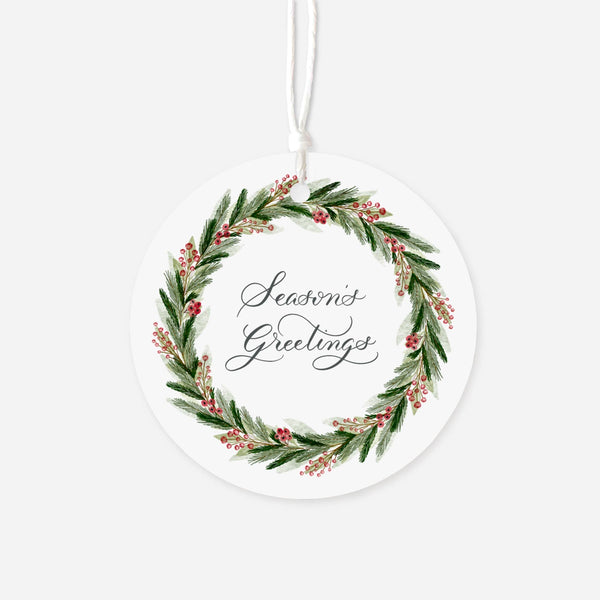 Gift Tags - "Season's Greetings" Round Gift Tag (Set of 8)