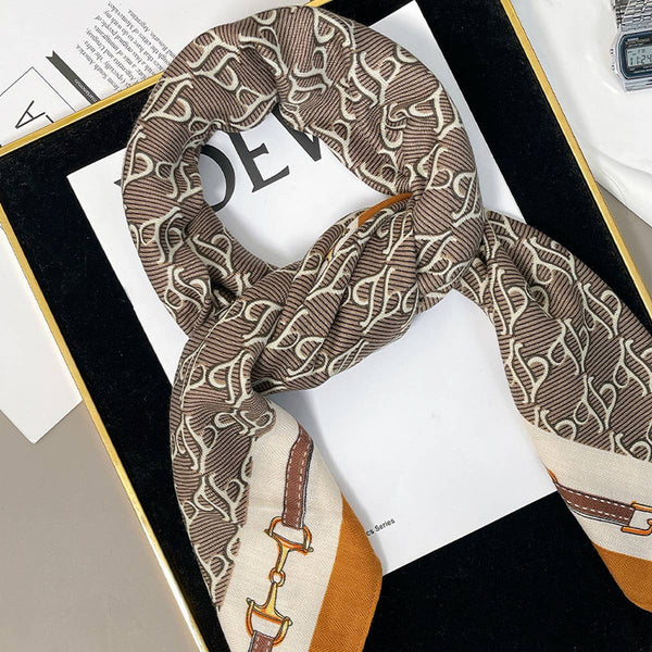 Wrap - Luxury Chain Print Scarf in Khaki or Orange