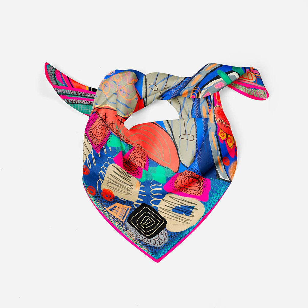 Scarf - Silk Bandana Scarf Dancing Water