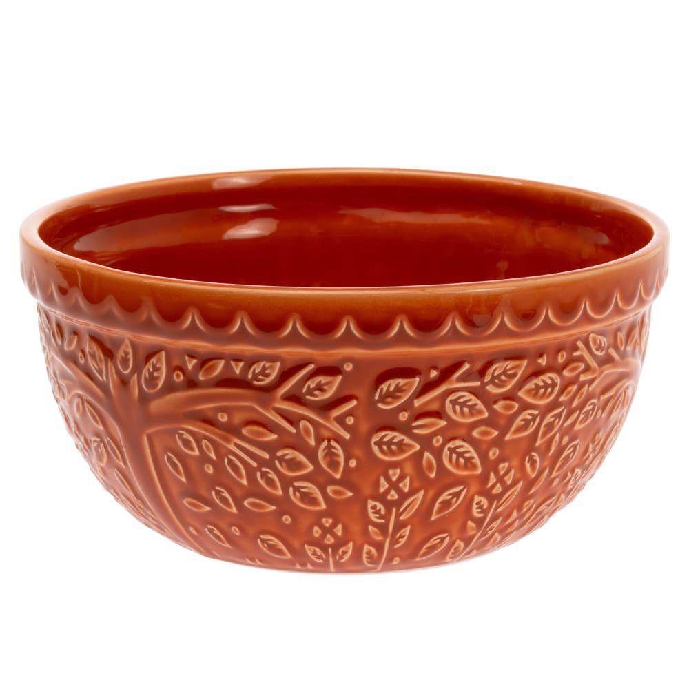 Bowl - Spicy Orange Leaf Embossed Ceramic