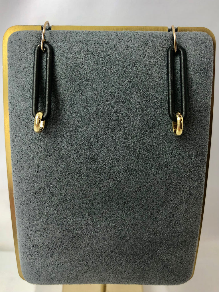 Earrings - Pippa Black & Gold Paperclips